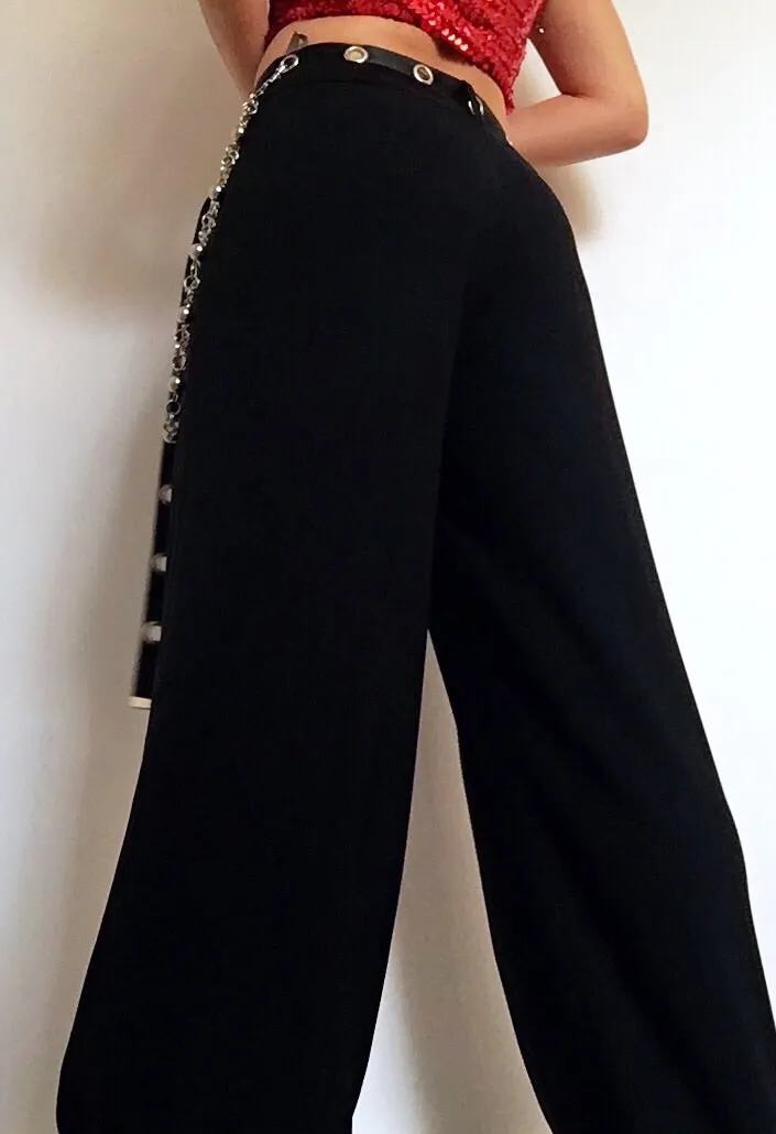 90S Y2K BLACK WIDE LEG TROUSERS