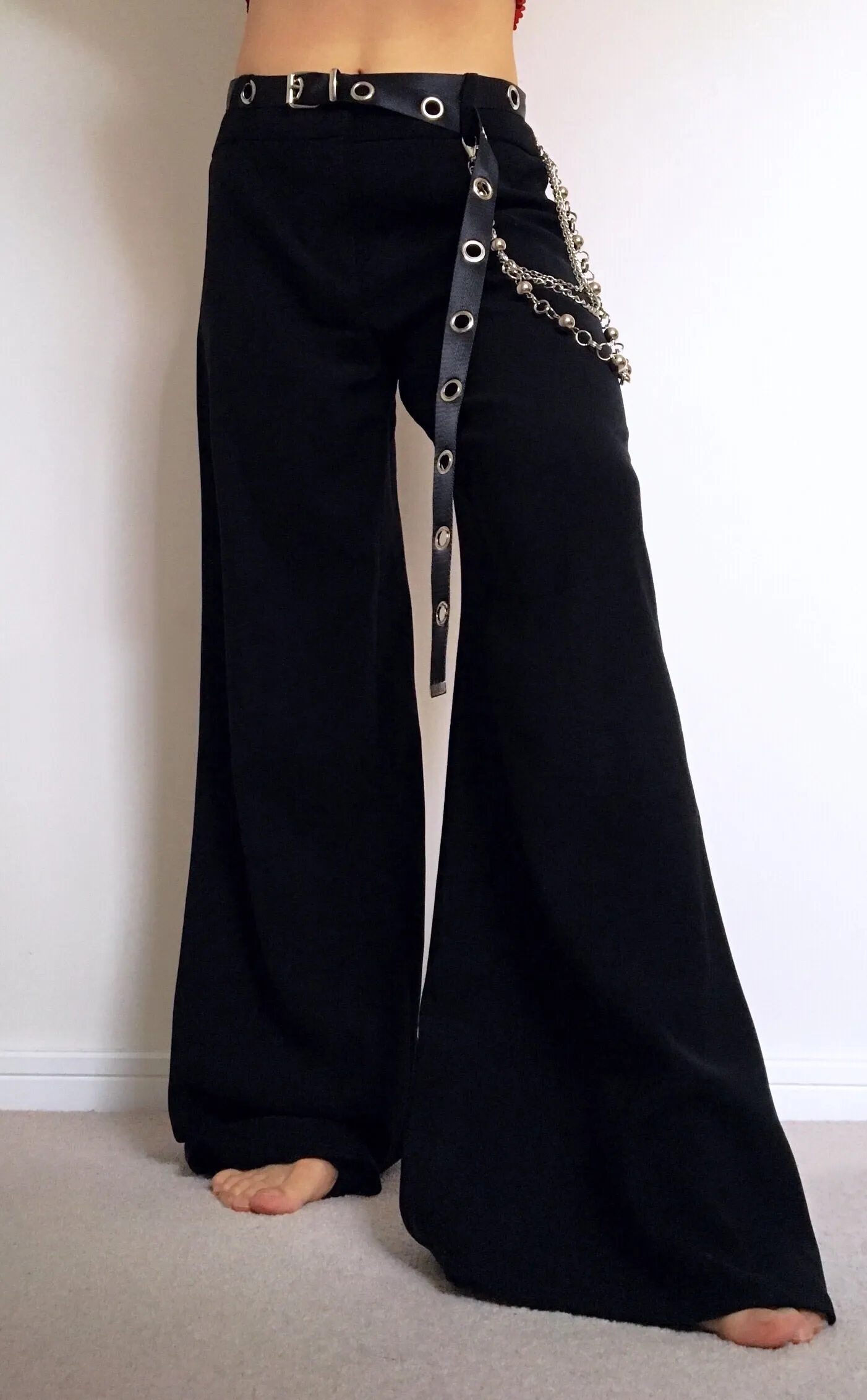 90S Y2K BLACK WIDE LEG TROUSERS