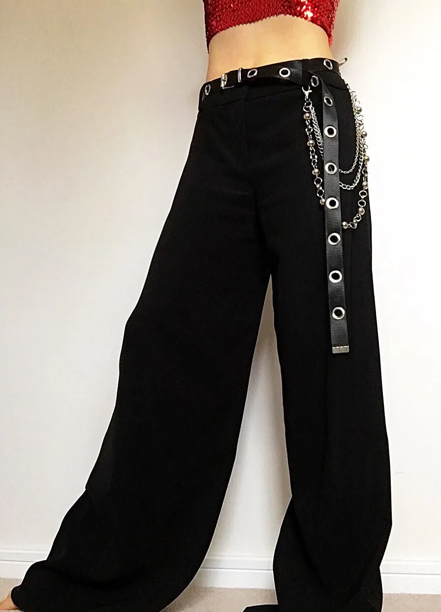 90S Y2K BLACK WIDE LEG TROUSERS