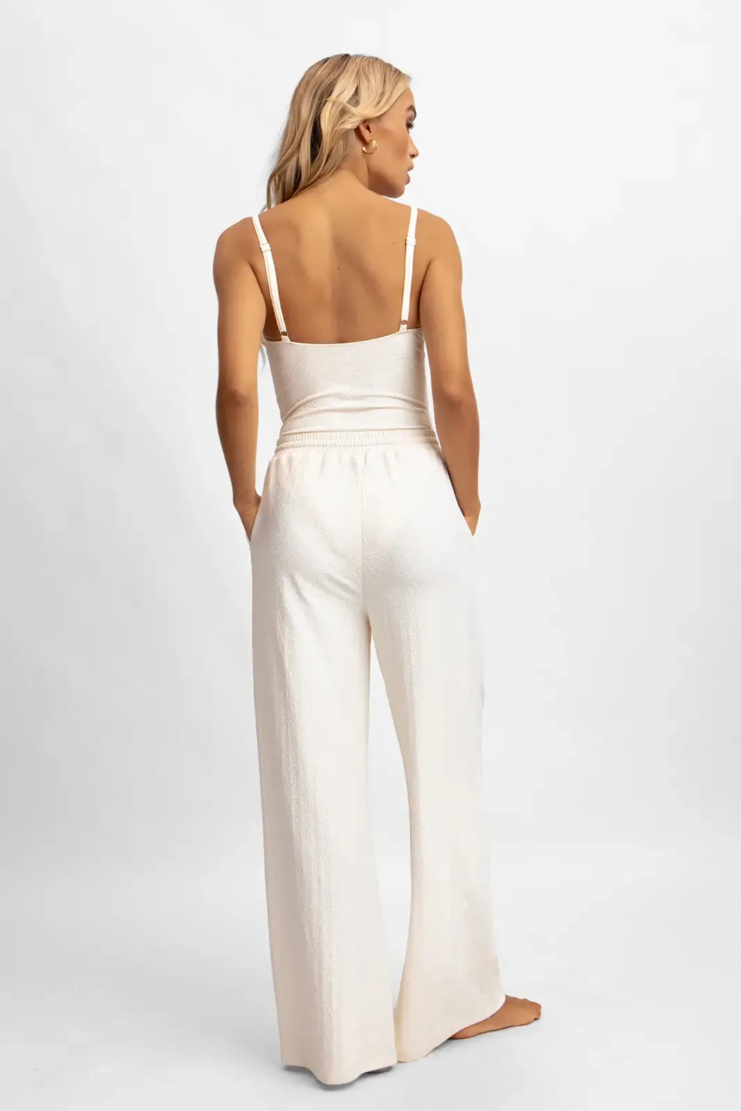 Andie Wide Leg Pants / Vanilla Rum Jacquard