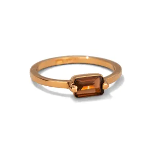 Baguette Ring, Smokey Quartz, 9kt Yellow Gold