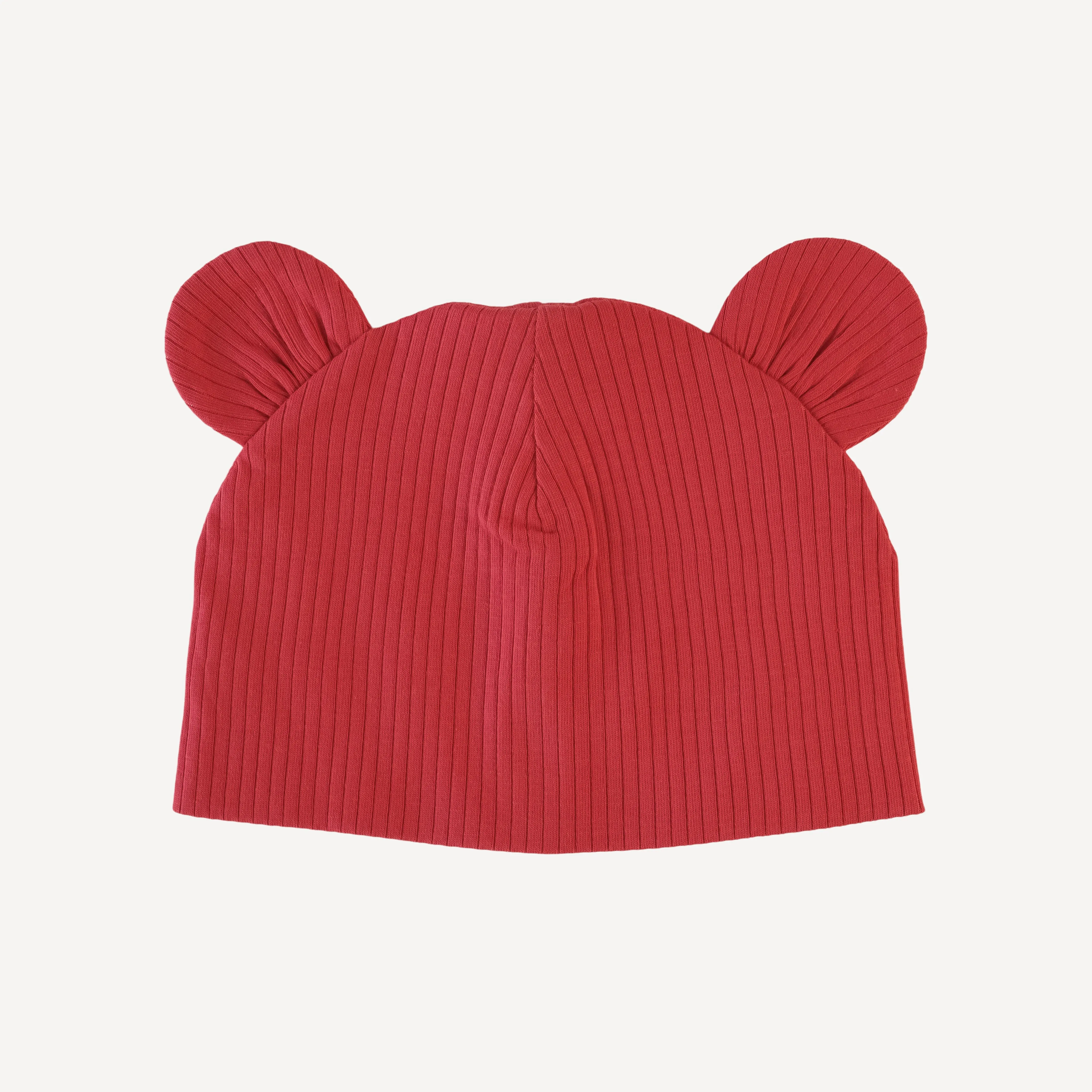 bear beanie | red | organic cotton single rib