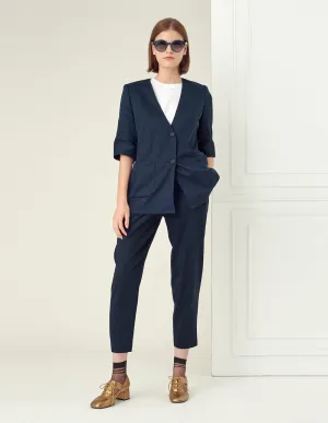 BORA AKSU Navy blue linen-blend suit pants