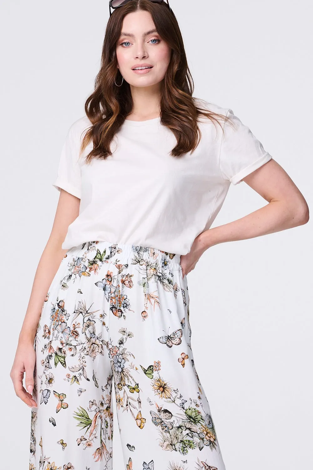 Butterfly Print High Rise Relaxed Trousers