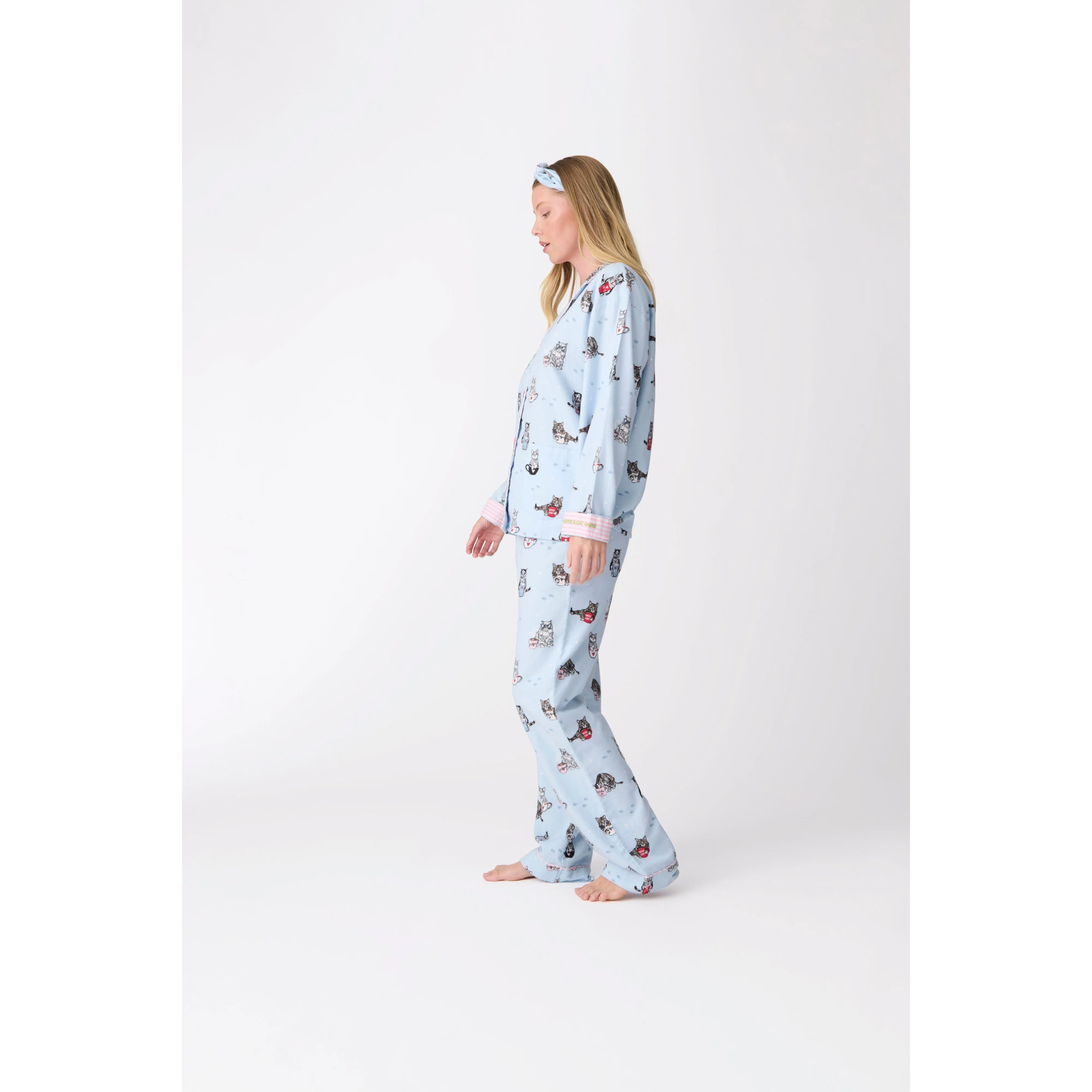 COFFEE & CAT NAPS FLANNEL PJ SET