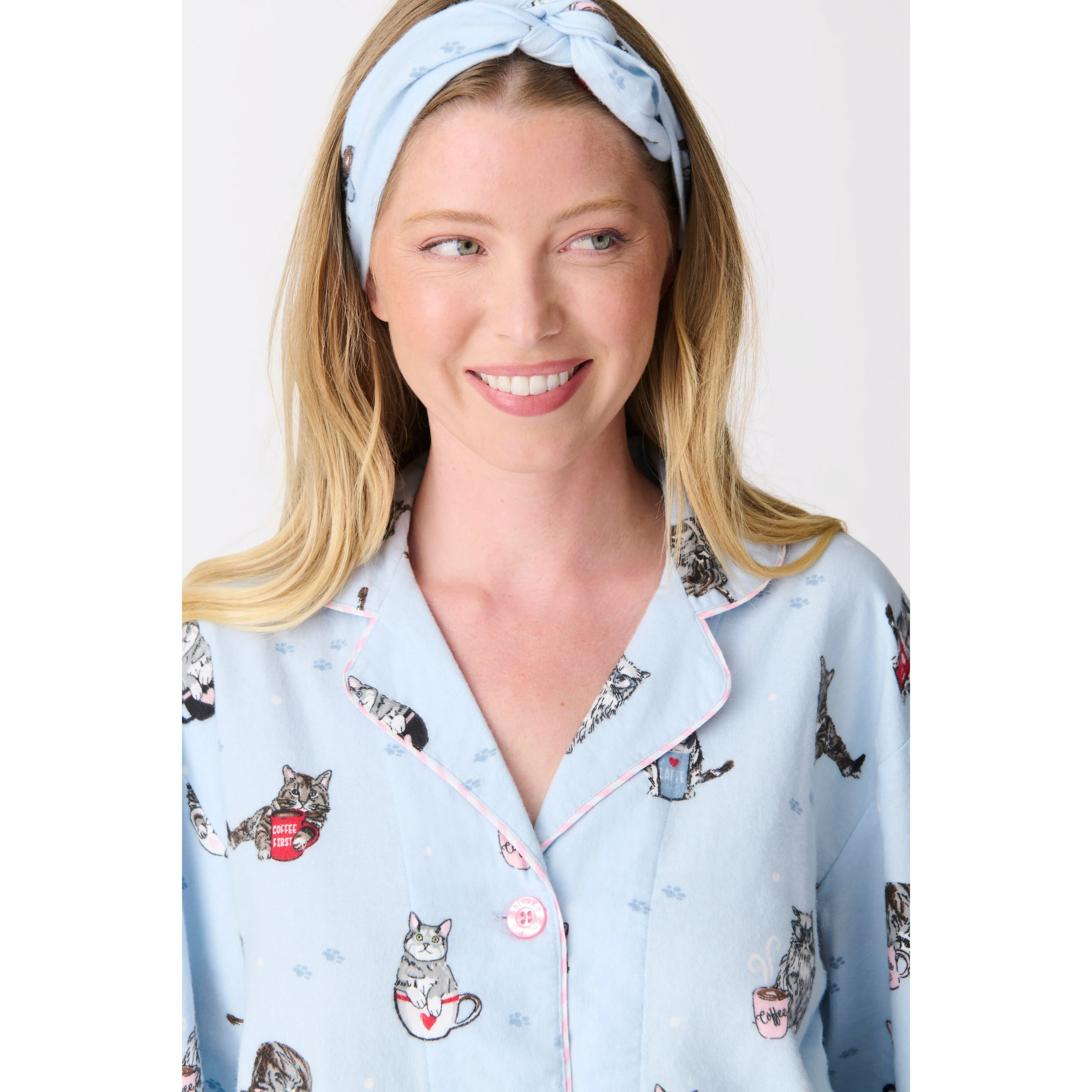 COFFEE & CAT NAPS FLANNEL PJ SET