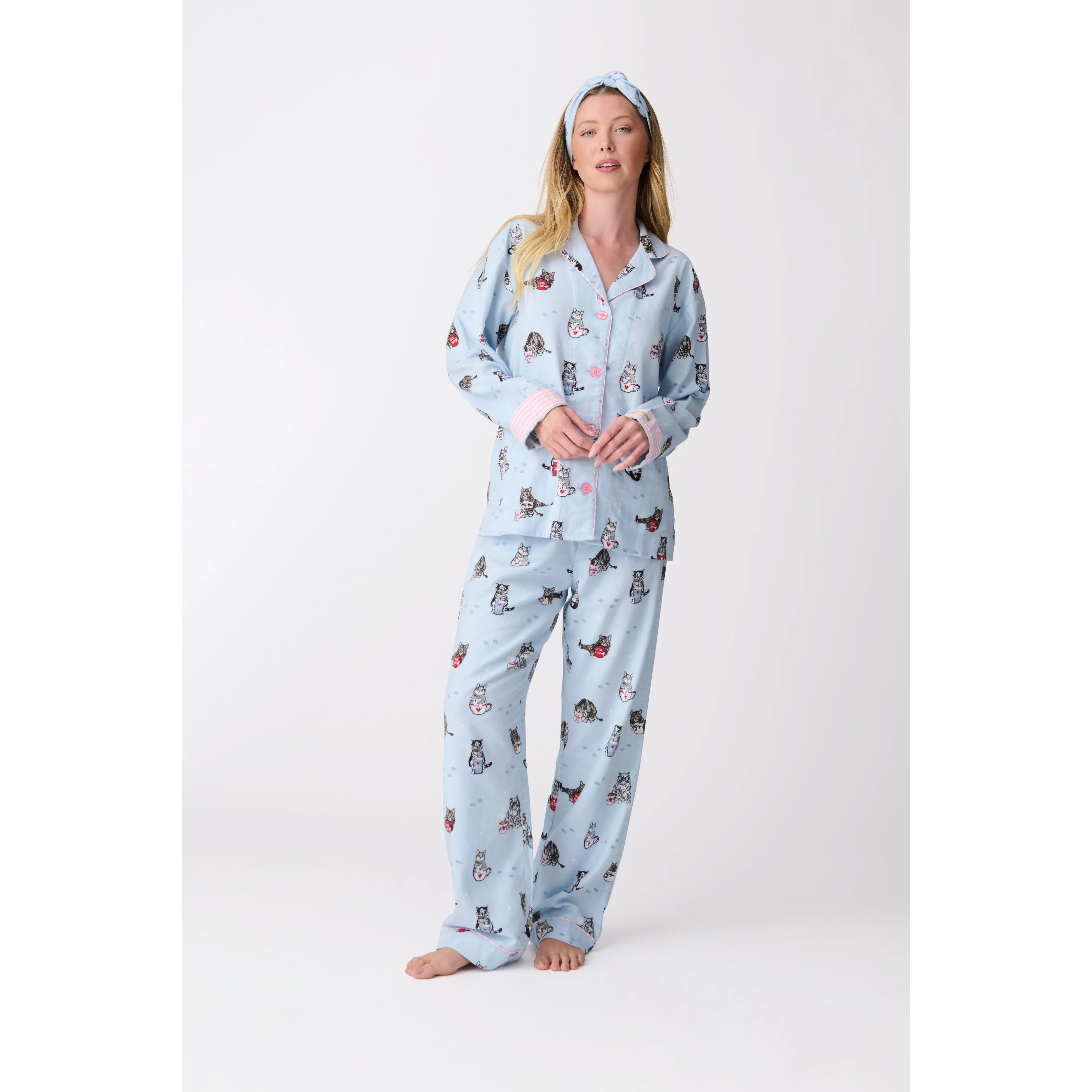 COFFEE & CAT NAPS FLANNEL PJ SET