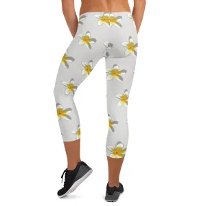 Descendants of the Island Plumeria Platinum Capri Leggings