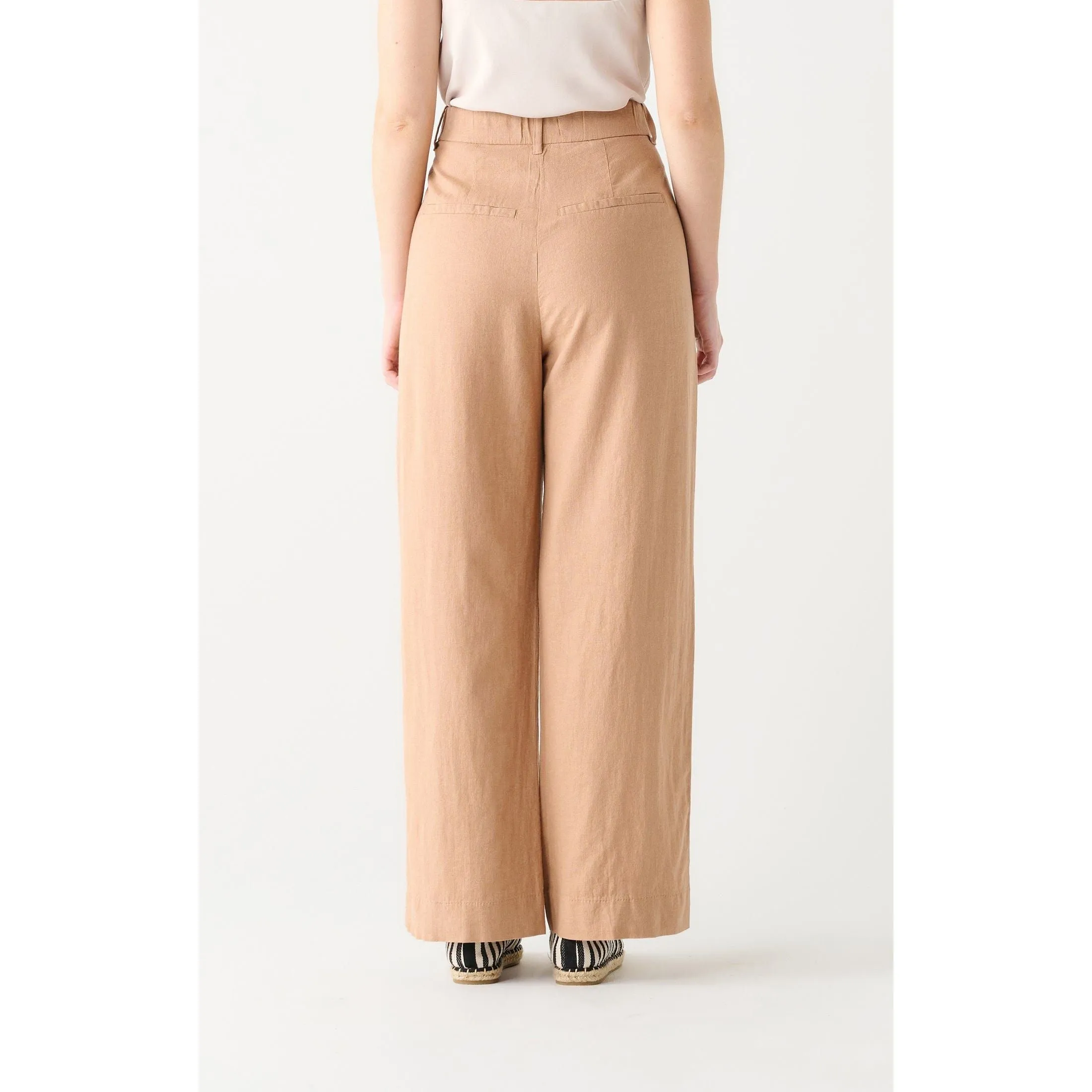 Dex Black Tape Linen Wide Leg Trouser