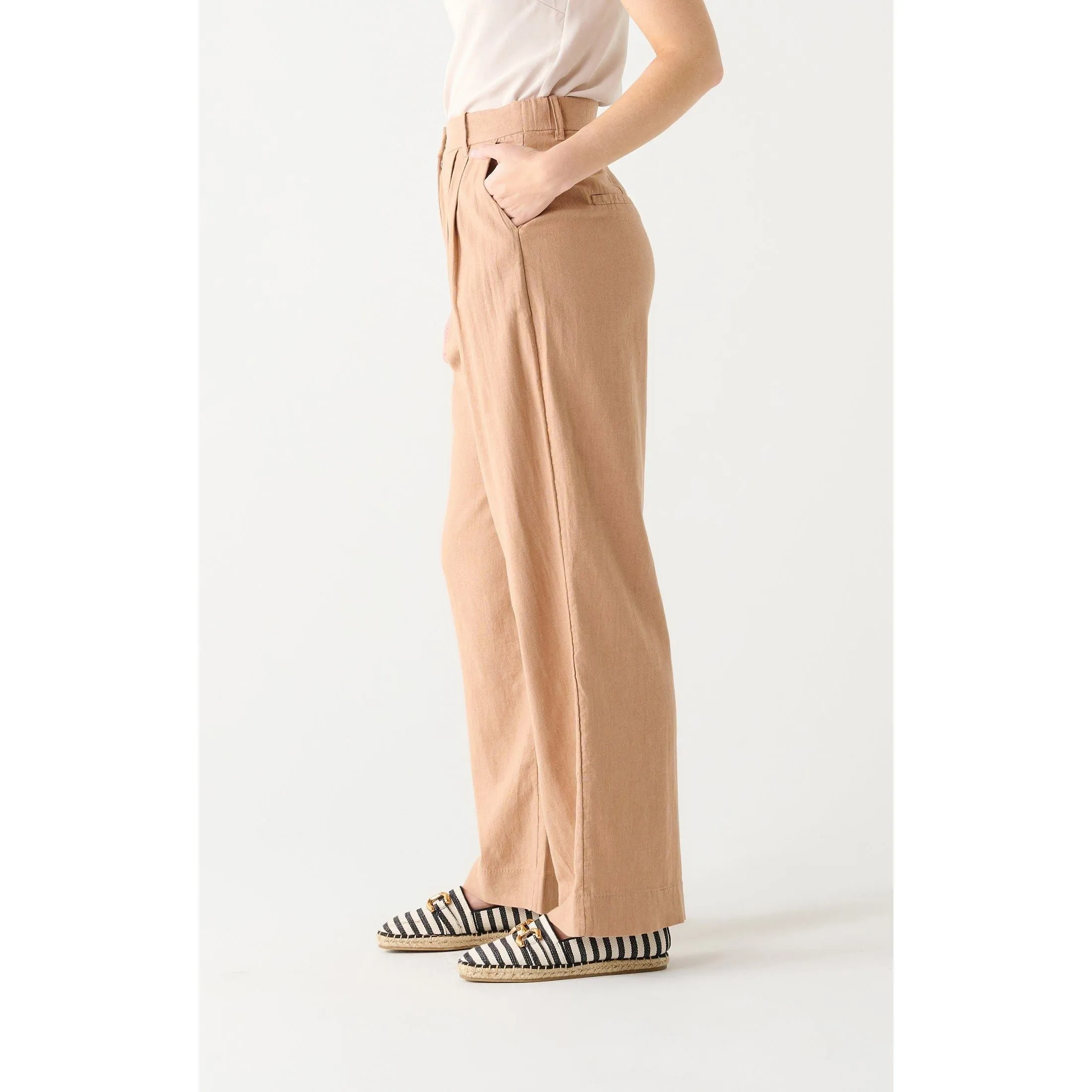 Dex Black Tape Linen Wide Leg Trouser