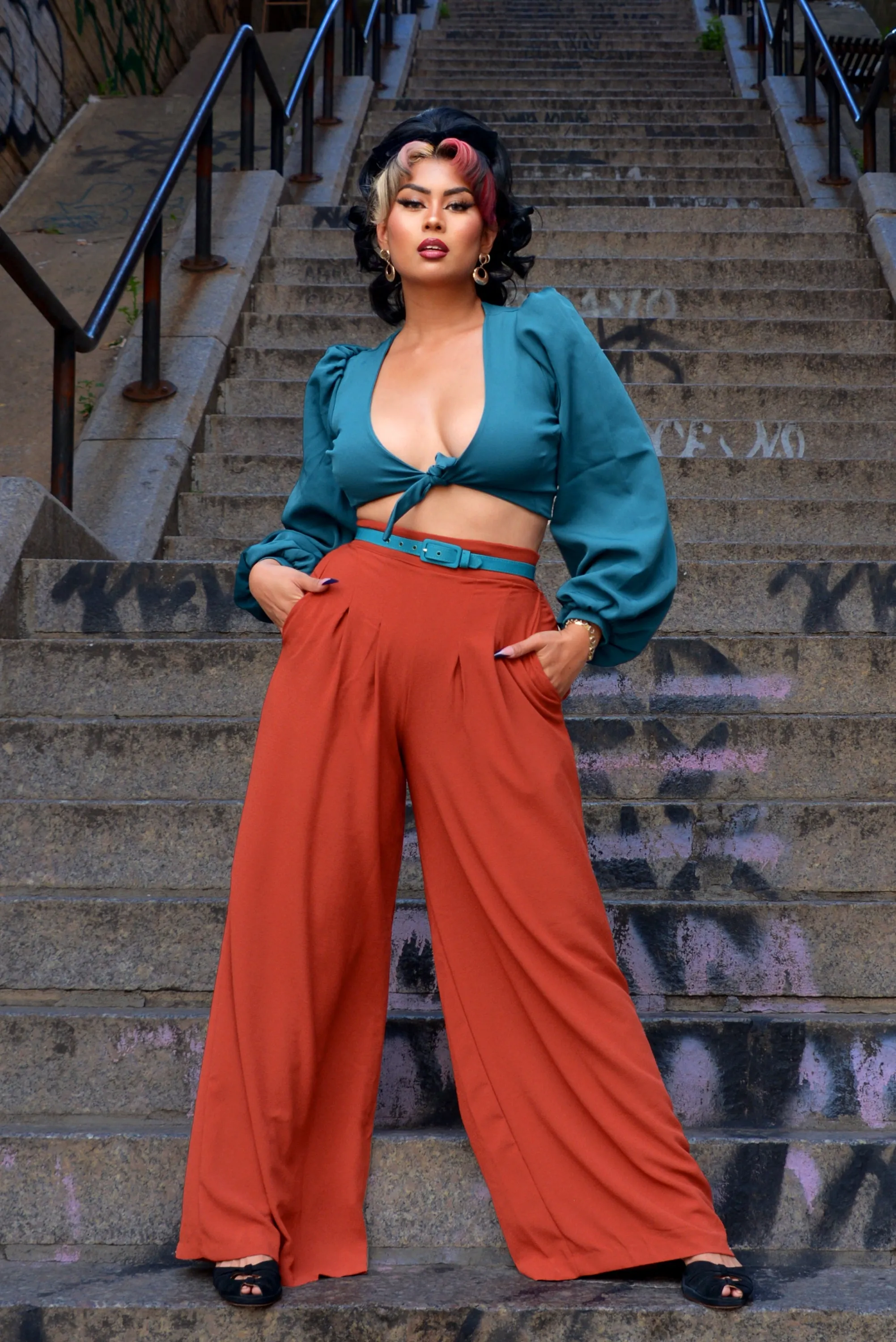 Dietrich Vintage Wide Leg Trousers in Spice 30" Inseam | Laura Byrnes Designs