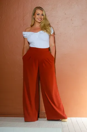 Dietrich Vintage Wide Leg Trousers in Spice 30" Inseam | Laura Byrnes Designs