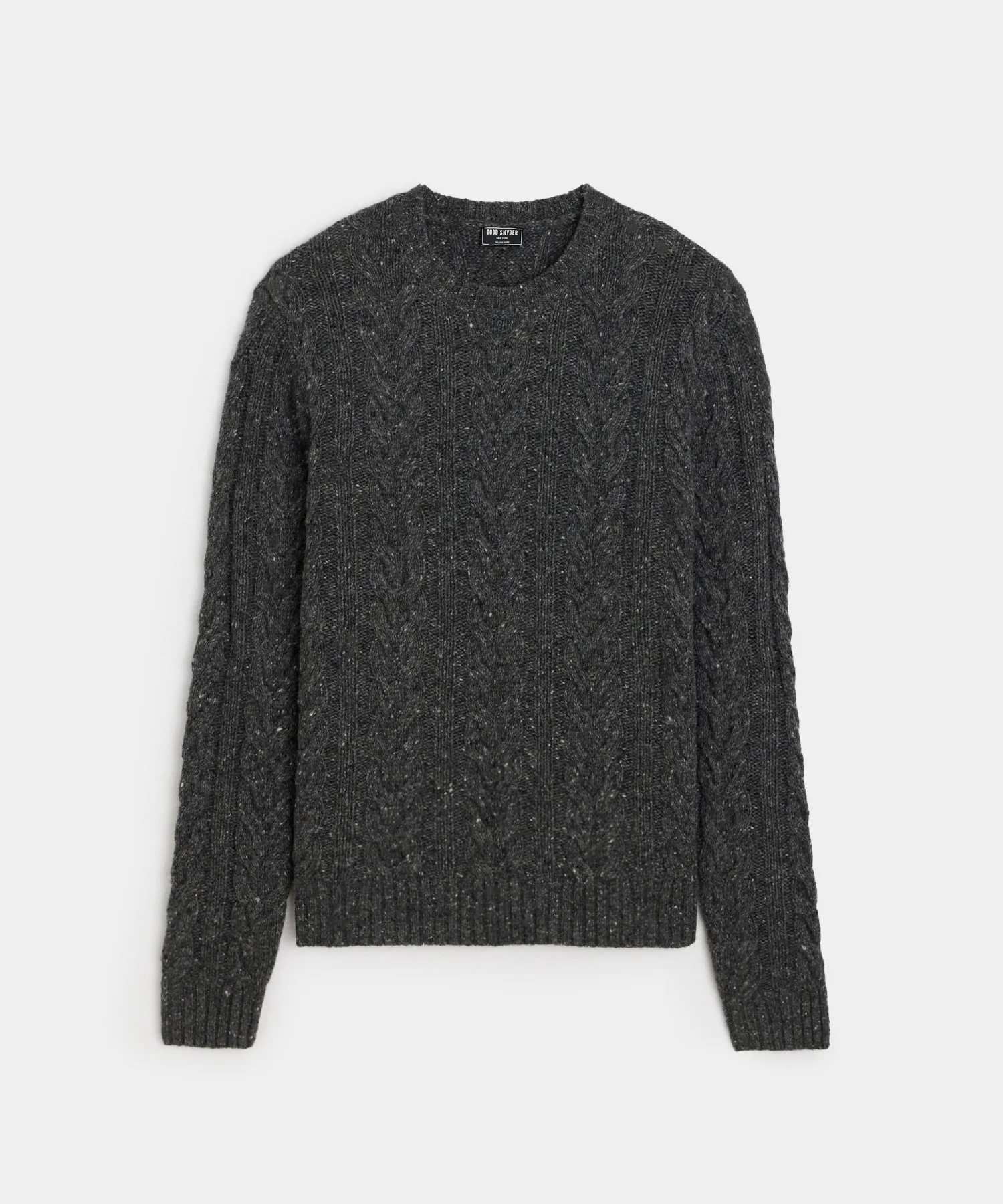 Donegal Cable Crewneck Sweater in Charcoal