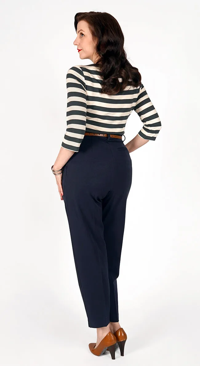 Dorothy Tapered Trousers in Navy