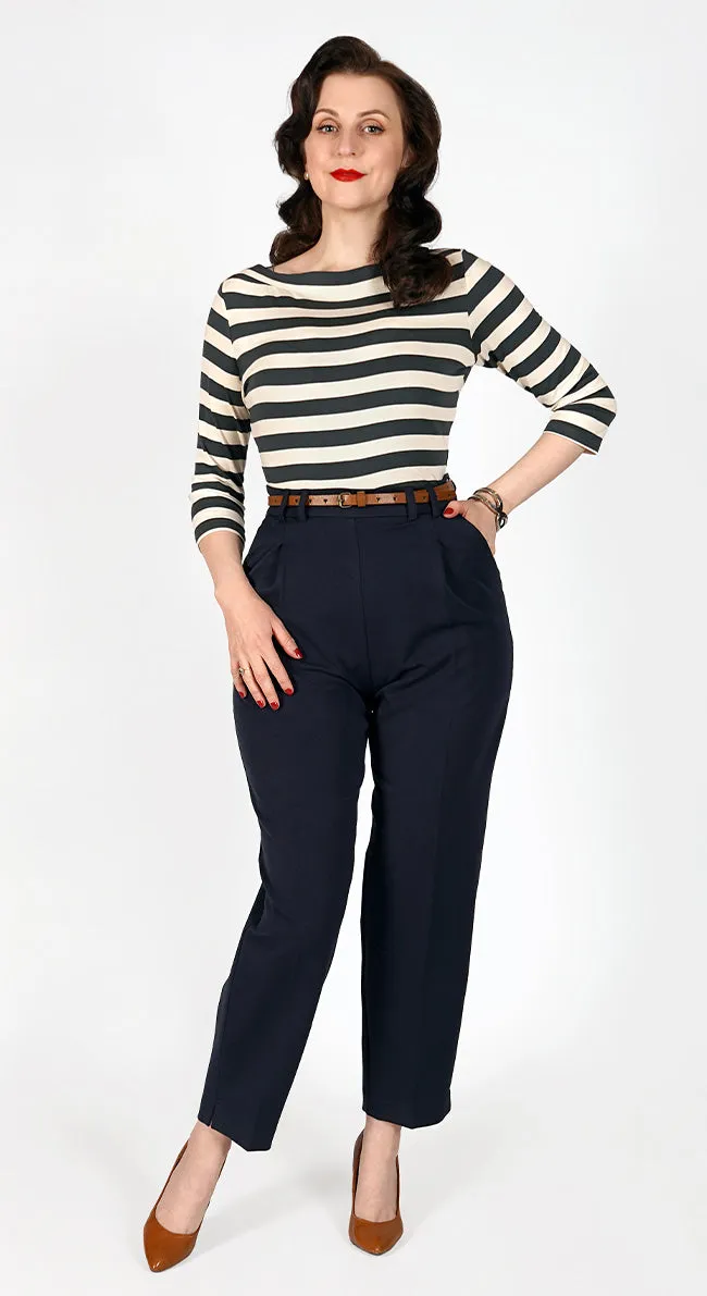 Dorothy Tapered Trousers in Navy