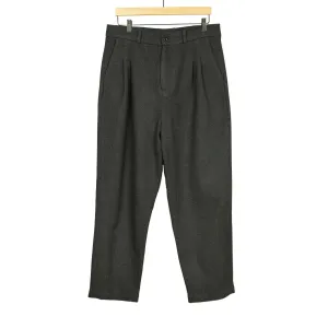 Double pleat trousers in charcoal wool twill