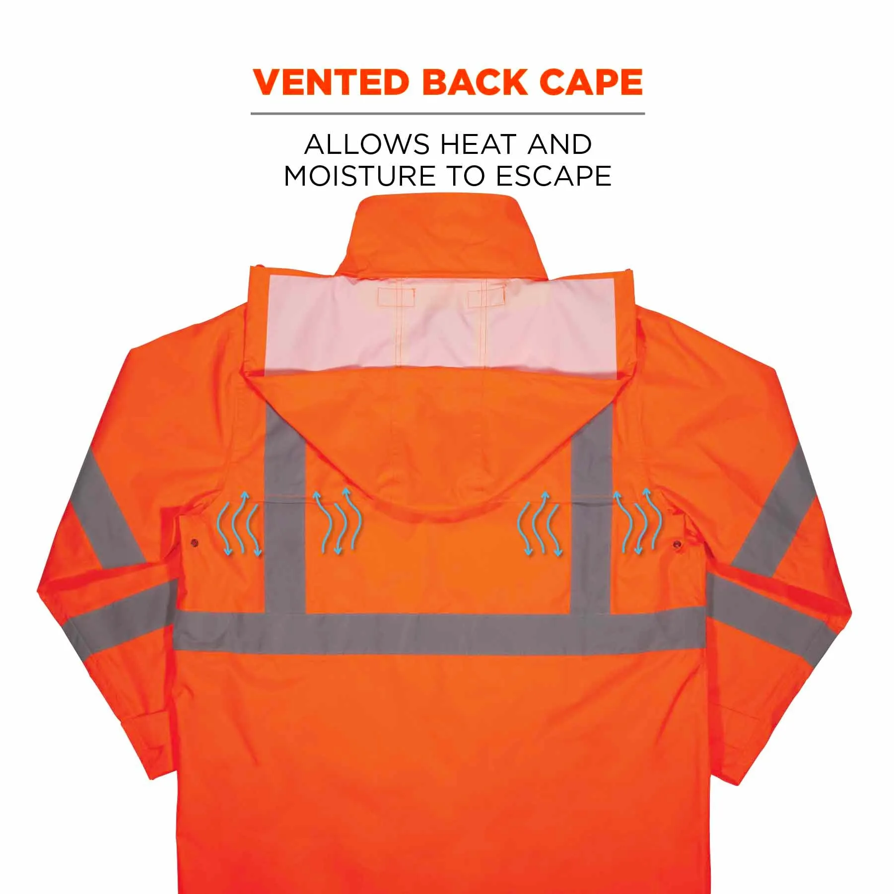 Ergodyne 24364 8366 L Orange Class 3 Lightweight Hi-Vis Rain Jacket