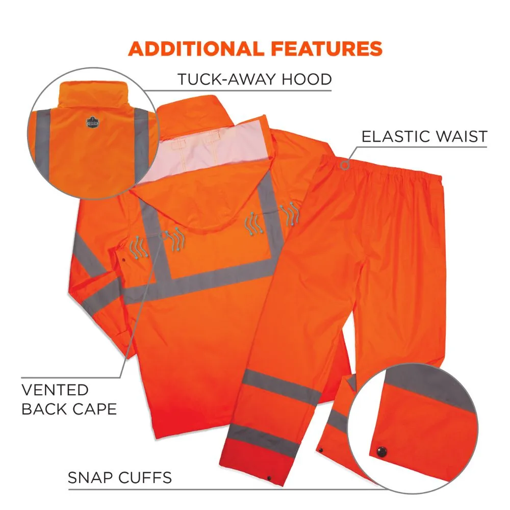 Ergodyne 25336 #8376K 2XL Orange Lightweight HV Rain Suit