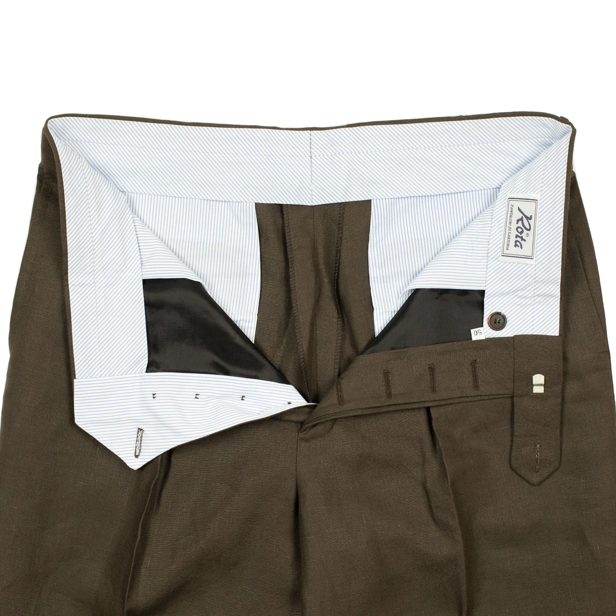 Exclusive Manhattan pleated high-rise wide trousers in chocolate brown Irish linen