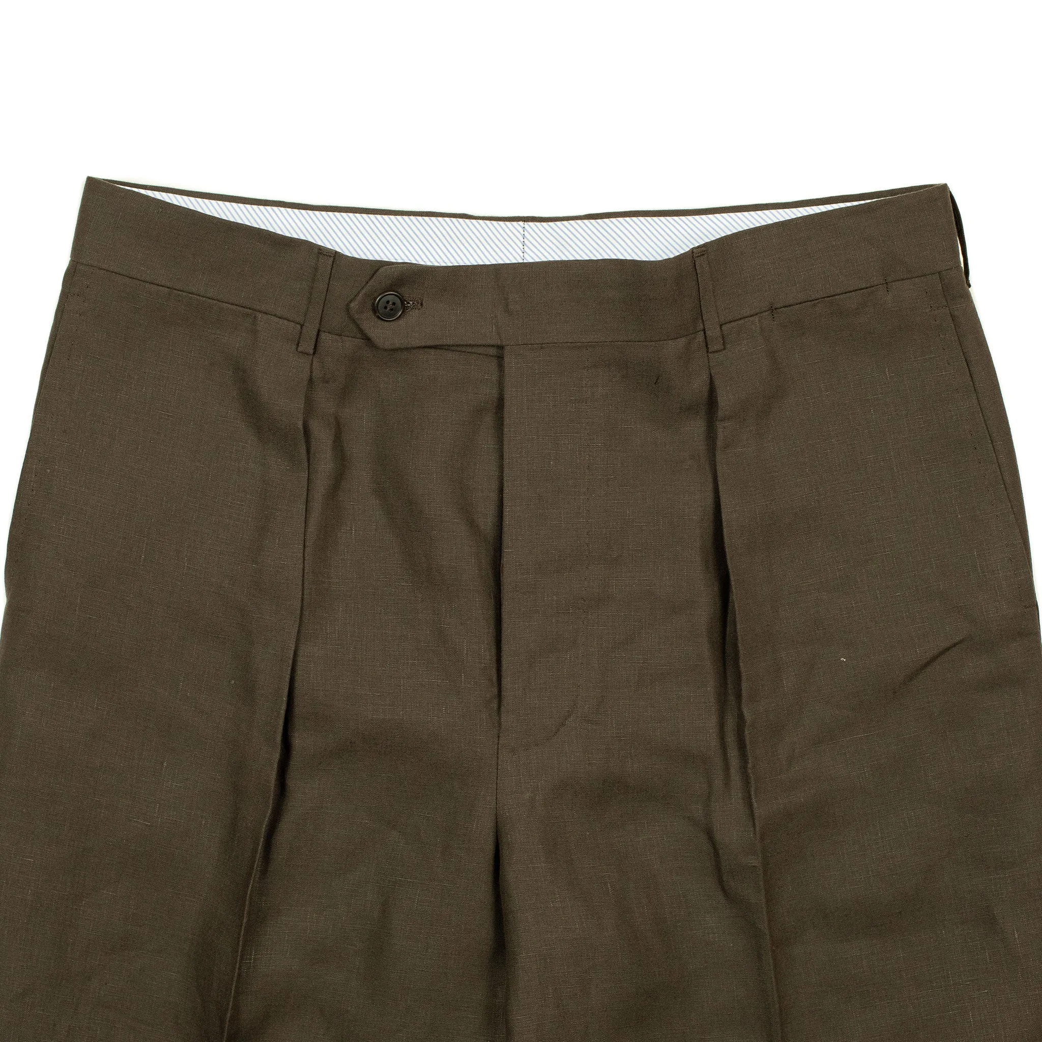 Exclusive Manhattan pleated high-rise wide trousers in chocolate brown Irish linen