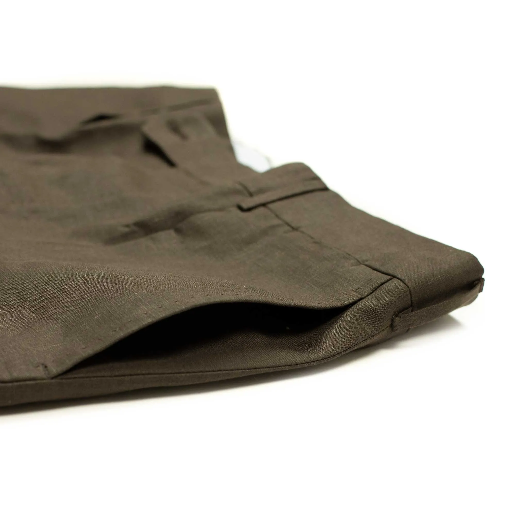 Exclusive "Manhattan" single-pleated high-rise wide trousers in chocolate brown Irish linen