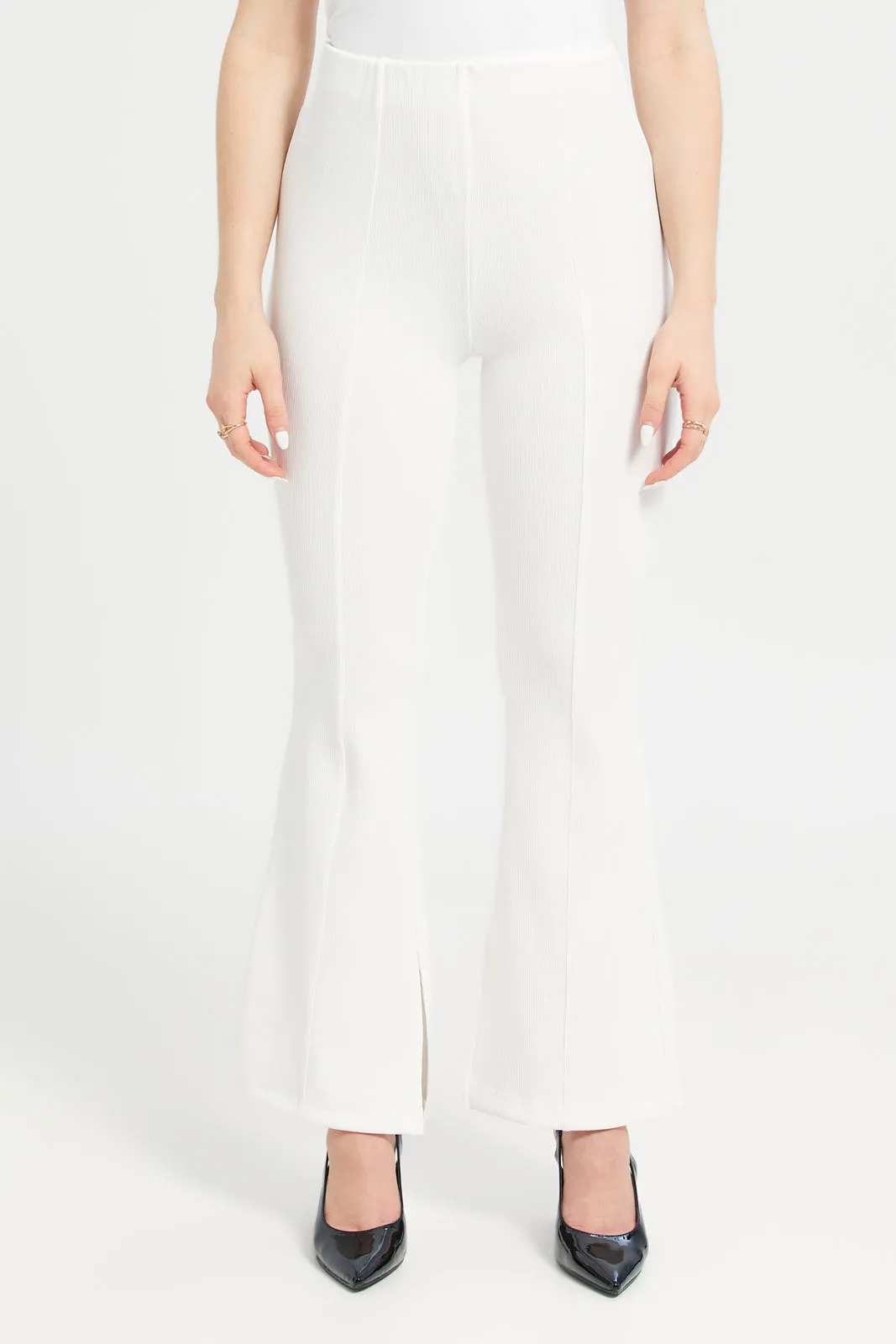 Flared Leg Slit Trouser