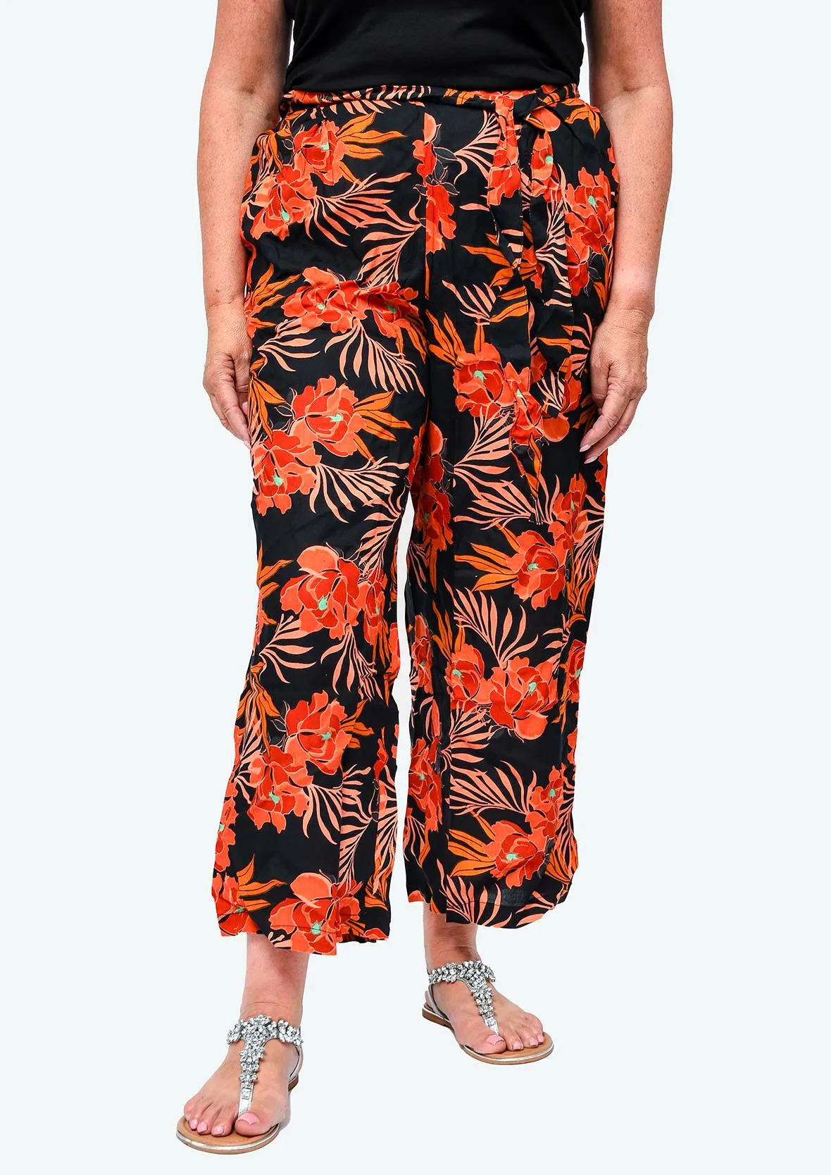 Flower Print Wide Leg Palazzo