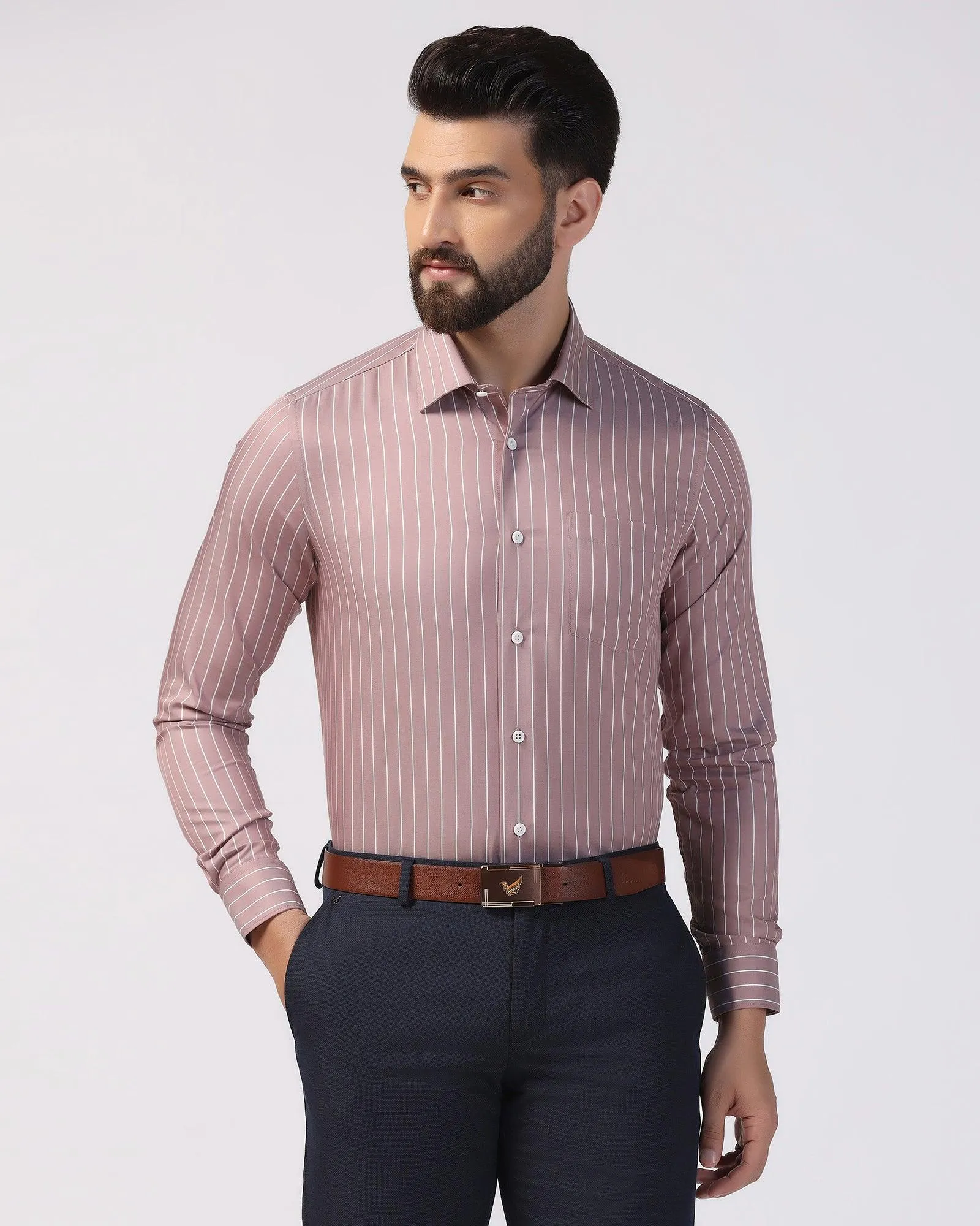 Formal Dusty Pink Stripe Shirt - Aston