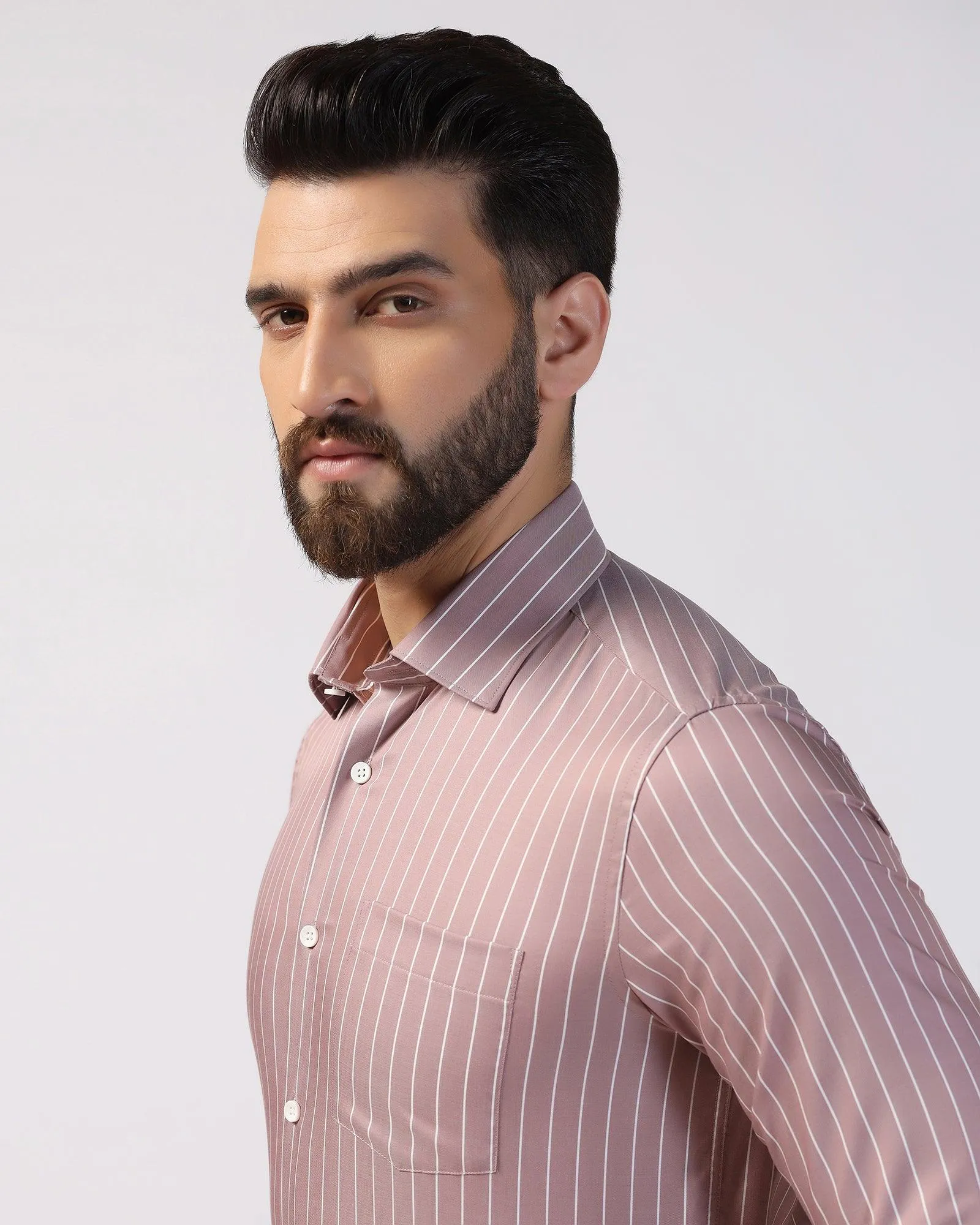 Formal Dusty Pink Stripe Shirt - Aston