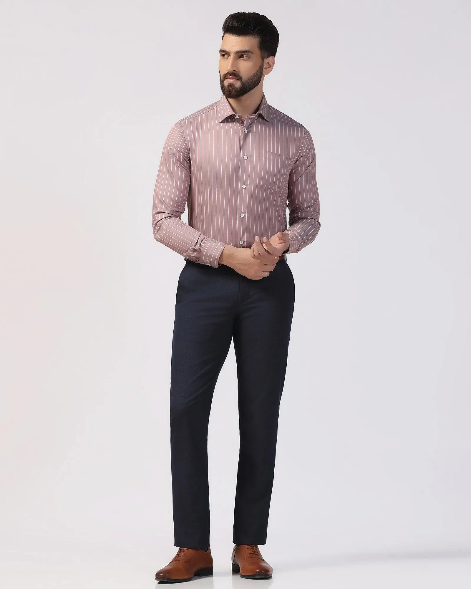 Formal Dusty Pink Stripe Shirt - Aston