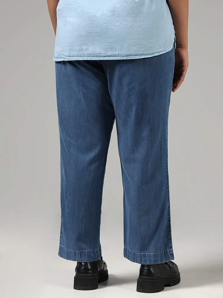 Gia Solid Blue Straight Capris