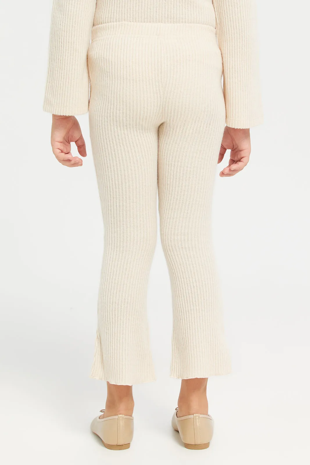 Girls Cream Flared Trousers