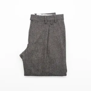 Herringbone Trousers in Grey Wool