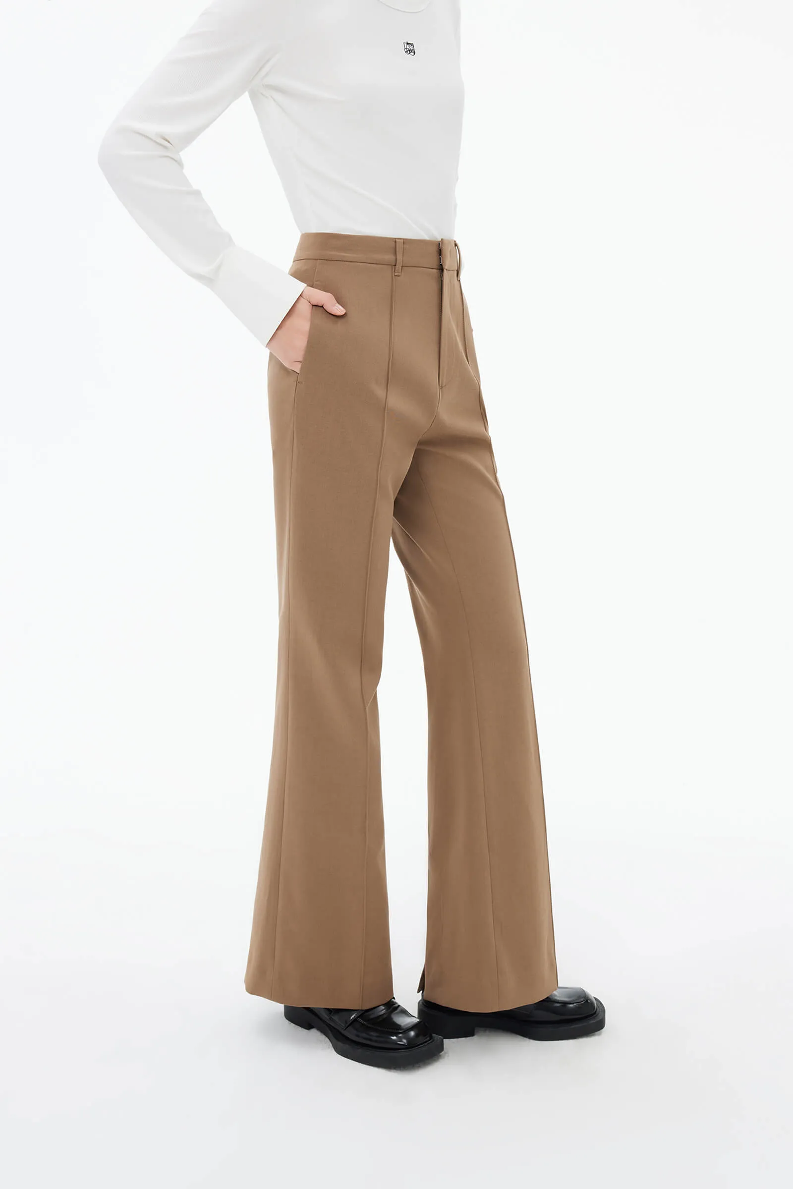 High-Slit Flared Casual Pants