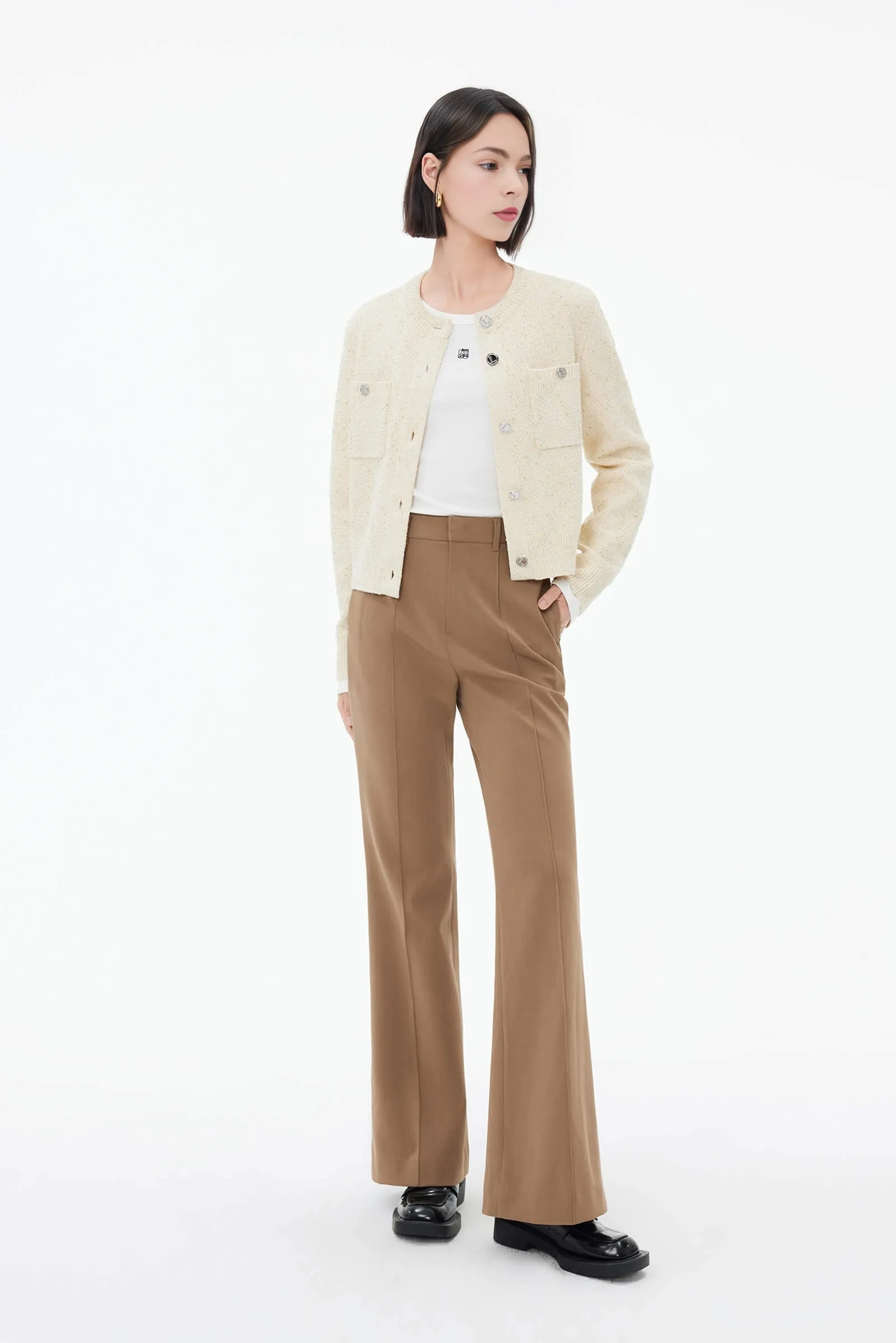 High-Slit Flared Casual Pants