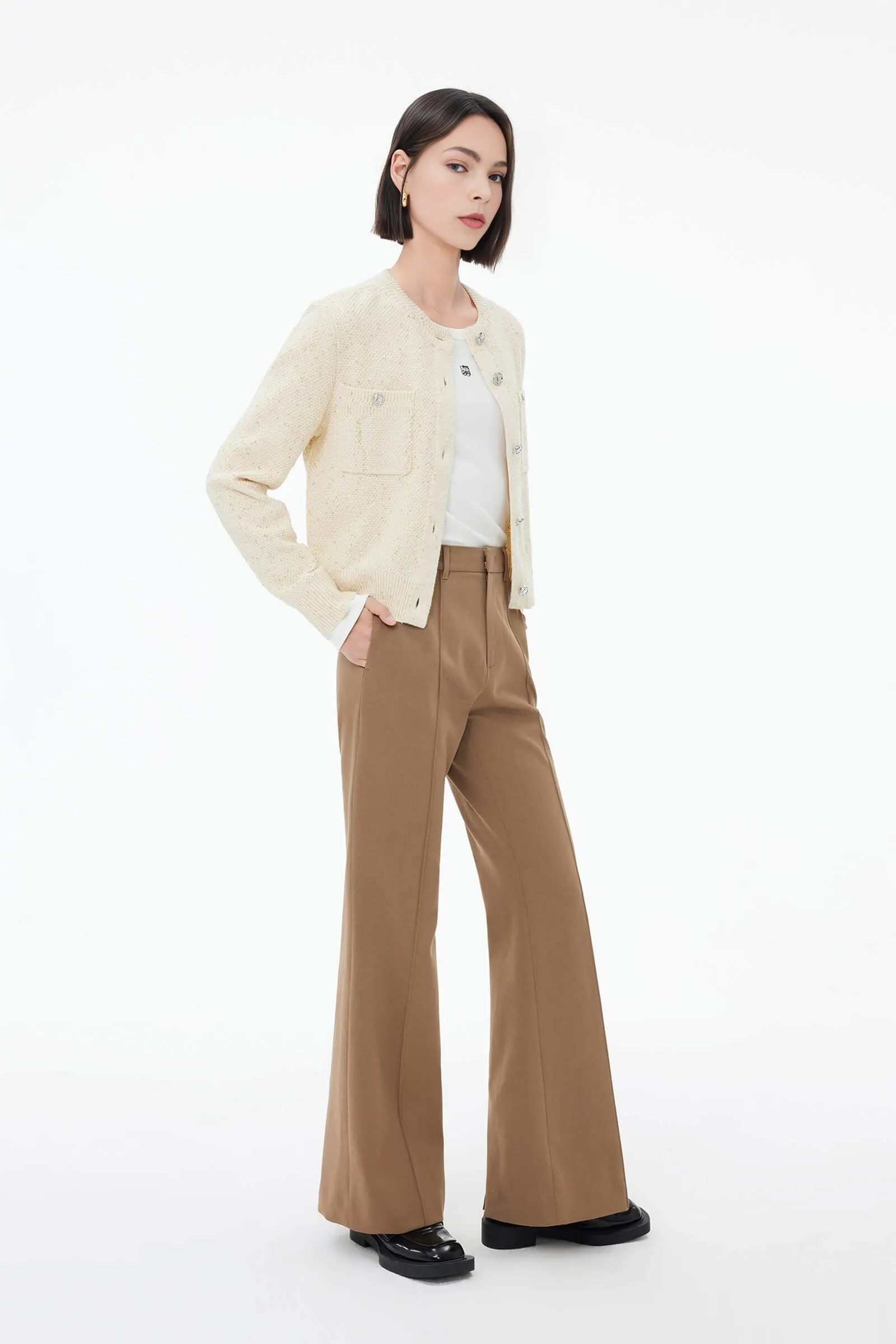 High-Slit Flared Casual Pants