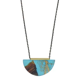 Israeli Ilana Hovev Floating Olive Wood Sabra Cactus Wisp Necklace