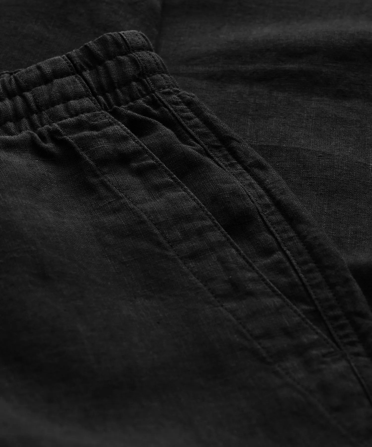 Italian Linen Beach Pant in Pitch Black