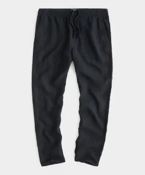 Italian Linen Beach Pant in Pitch Black