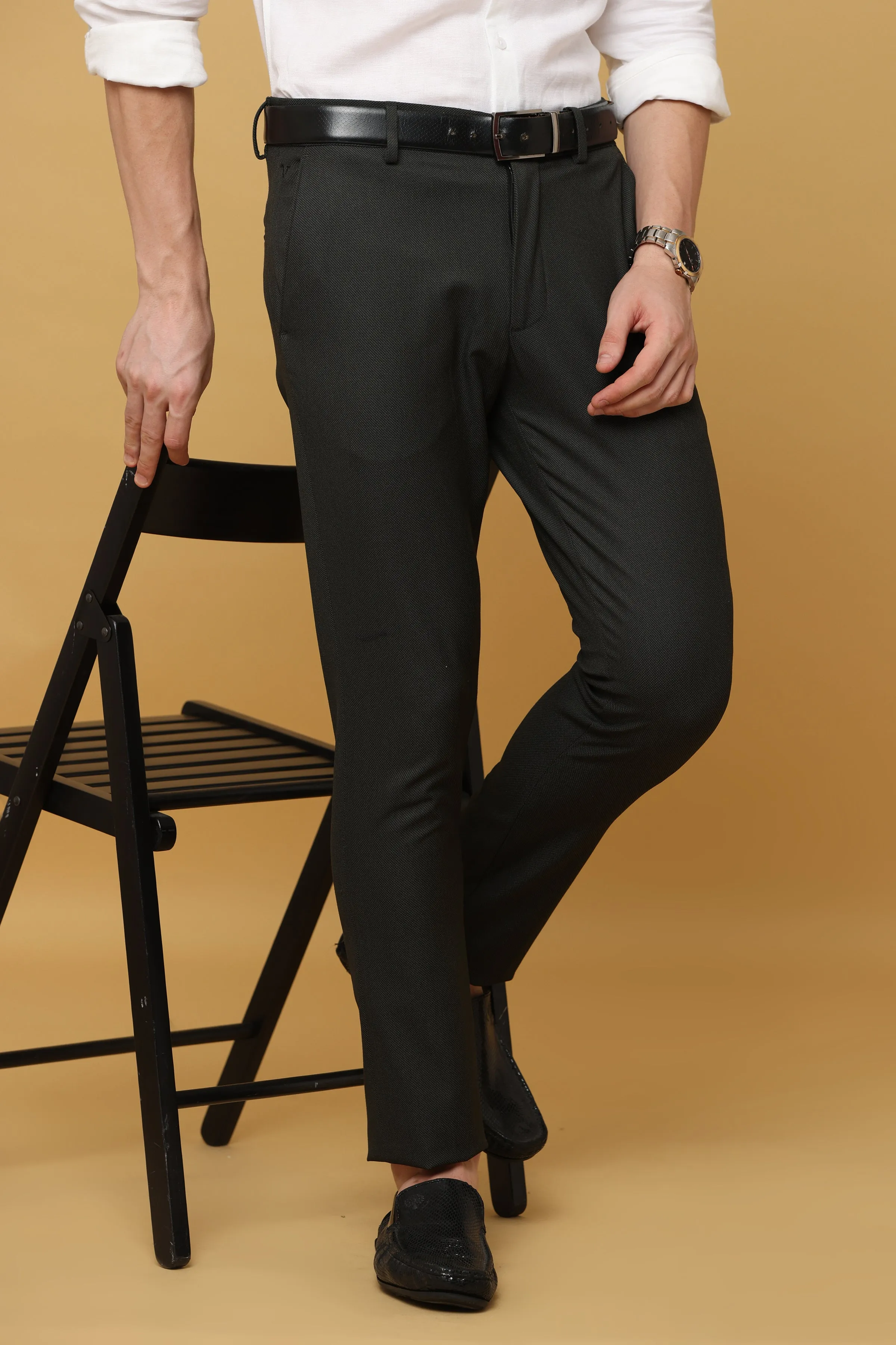 Ivyn Urbane Charcoal Black Formal Trousers