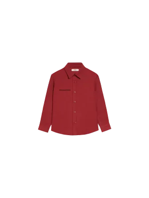 Kids Aloe Linen Long Sleeve Shirt—cranberry red