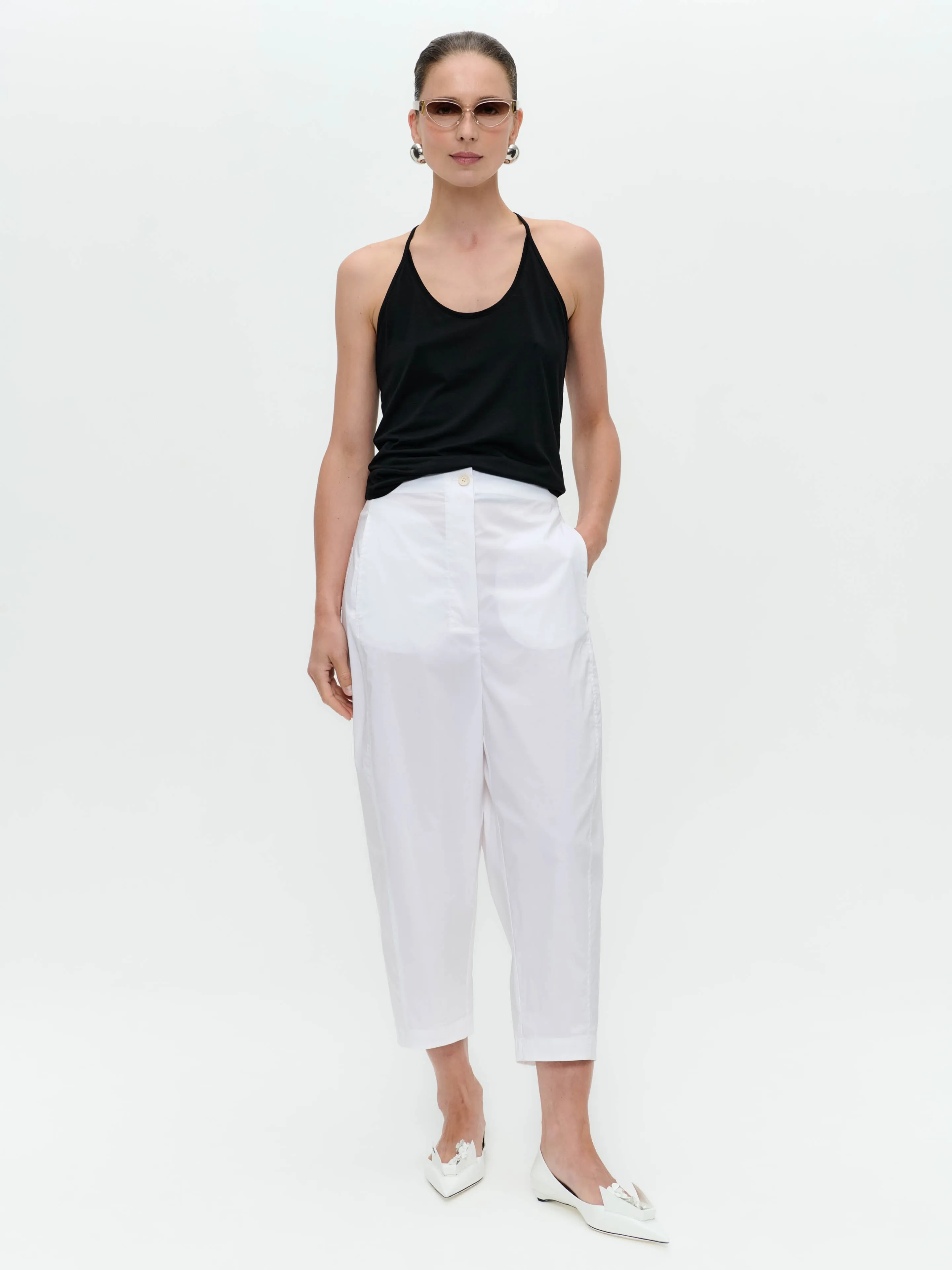 Kober cotton poplin pants | White