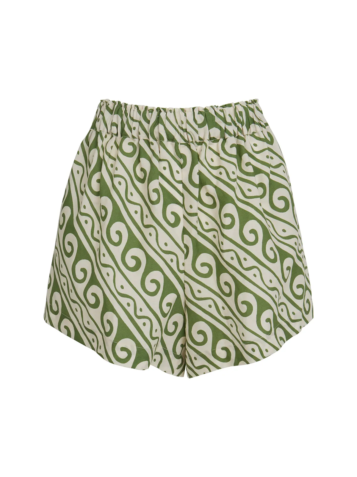 Lena Green Wave Print Shorts