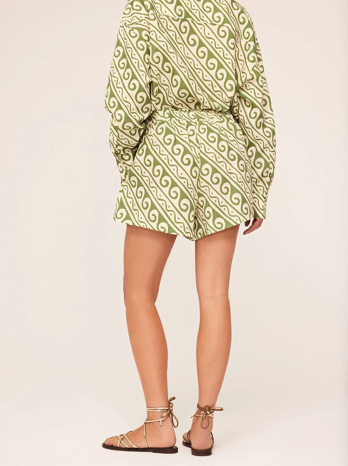 Lena Green Wave Print Shorts