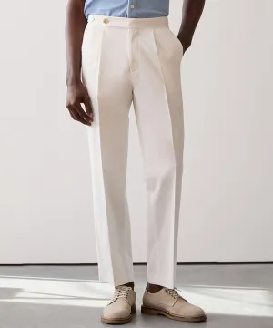 Lightweight Cotton Side Tab Trouser in White