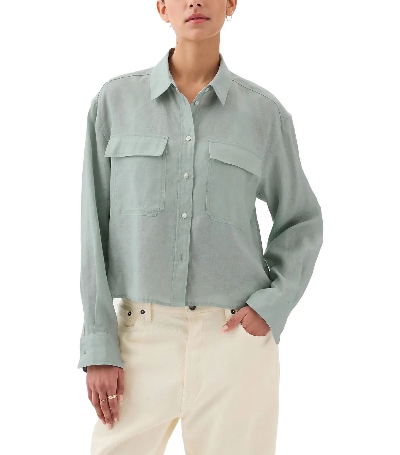 Linen Cropped Shirt