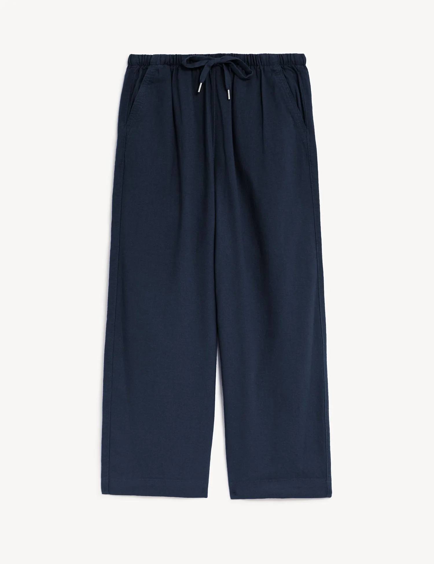 Linen Rich Wide Cropped Leg Trousers