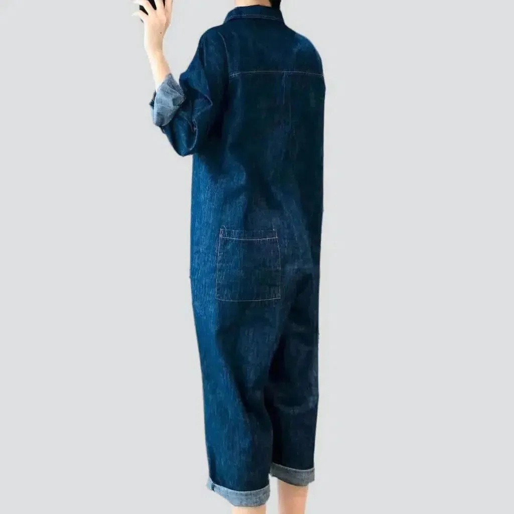 Loose denim women's jumpsuit overall