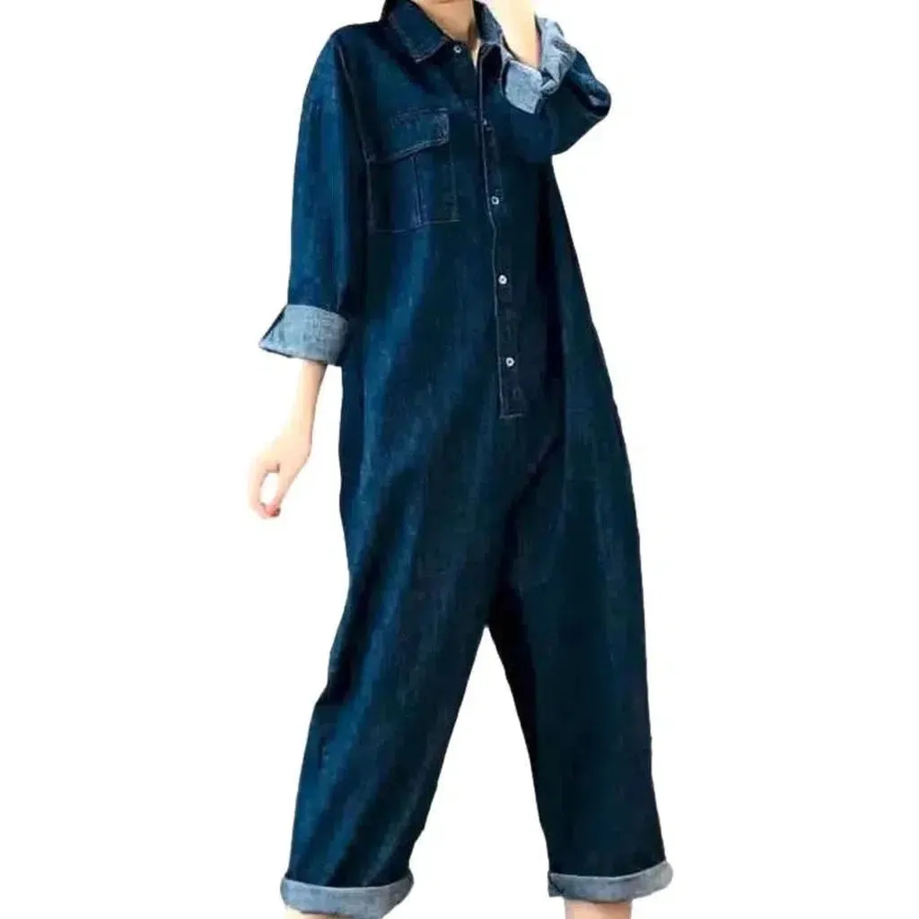 Loose denim women's jumpsuit overall