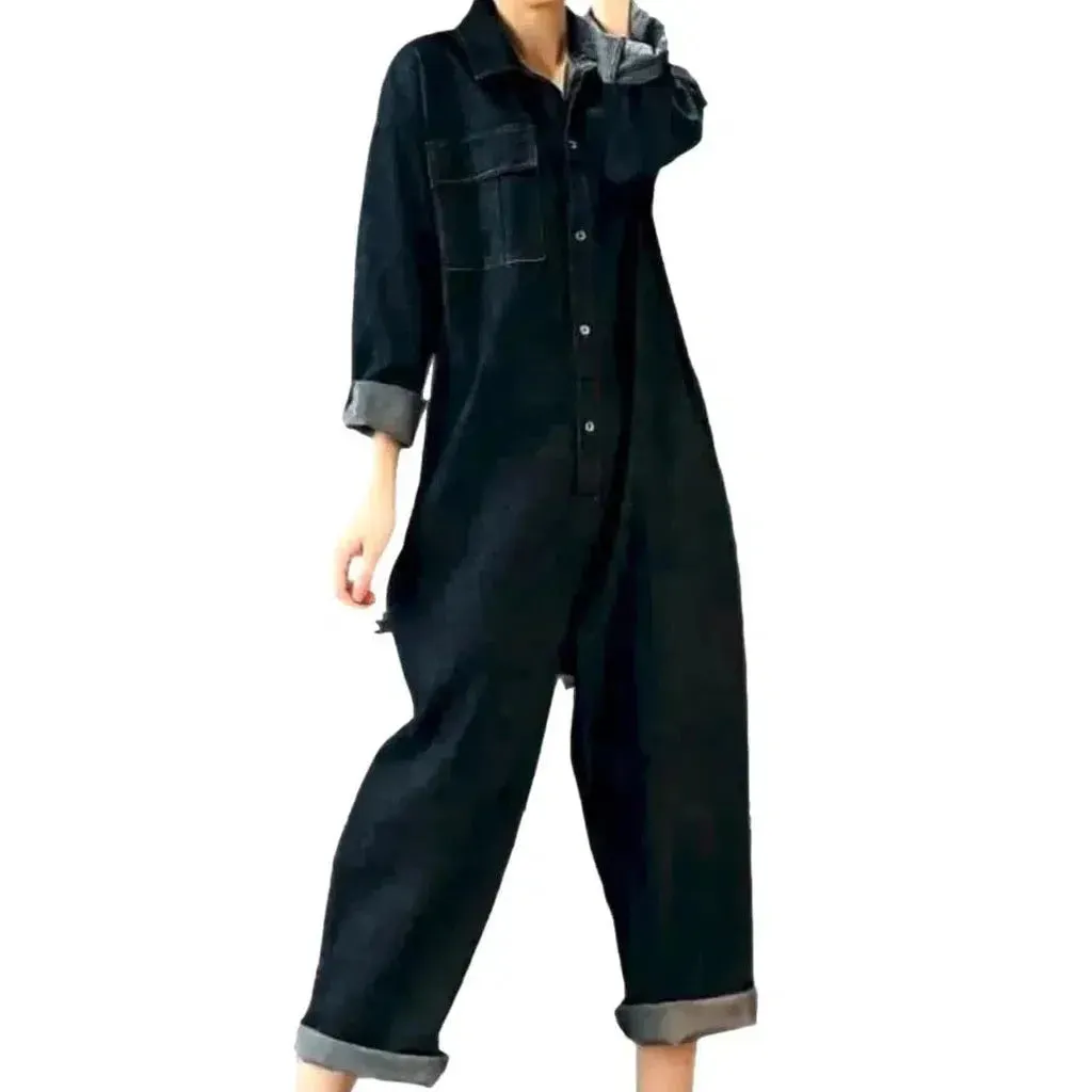 Loose denim women's jumpsuit overall